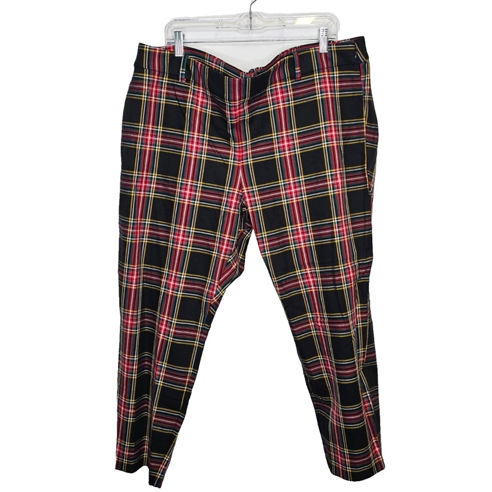 J CREW Winnie Pant AT550 Tartan Crop Straight Stewart Plaid Preppy Black Red 20